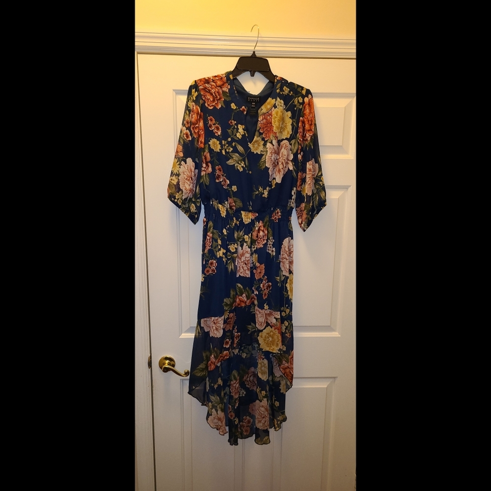 Floral Print High Low Dress